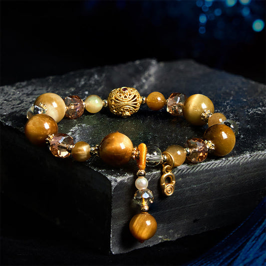 Buddhist Blessing Natural Tiger Eye Beads Weight Strength Bracelet