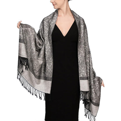 Buddhist Blessing Tibetan Cashew Jacquard Tassels Shawl Spring Fall Winter Warm Cozy Scarf Wrap