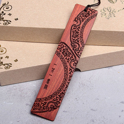 Buddhist Blessing Zen Enlightenment Quotes Ebony Wood Small Leaf Red Sandalwood Bookmarks With Gift Box (Extra 30% Off | USE CODE: FS30)