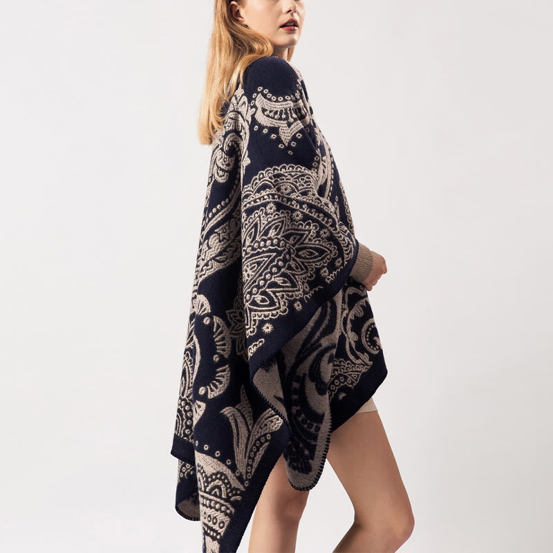 Buddhist Blessing Tibetan Cashew Flower Shawl Fall Winter Cozy Scarf Wrap