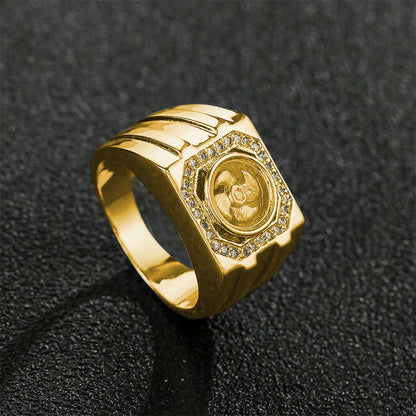 Buddhist Blessing Gold Plated Copper Brass Windmill Healing Ring