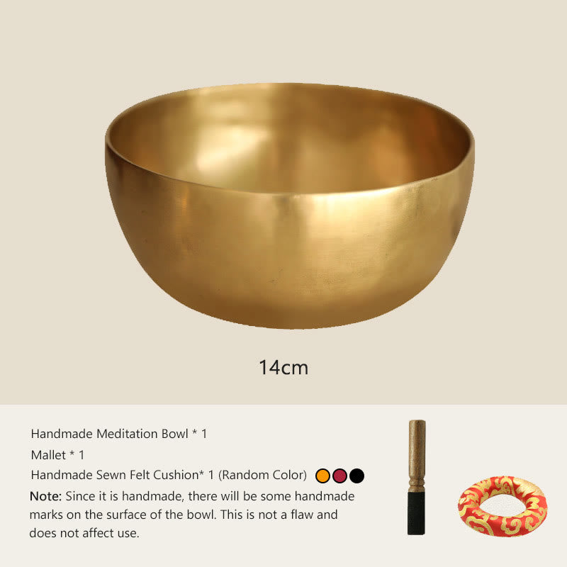 Buddhist Blessing Handmade Nepal Golden Singing Bowl Simple Design for Healing and Meditation Sound Bowl Set