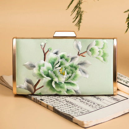 Buddhist Blessing Carnation Peony Begonia Su Embroidery Wedding Shopping Purse Handbag Crossbody Bag