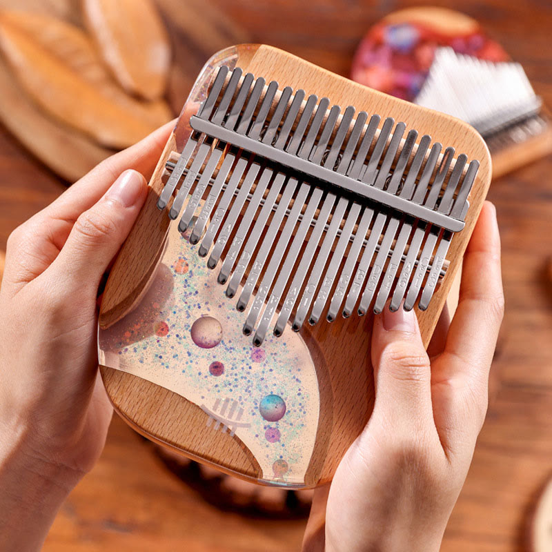 Buddhist Blessing Kalimba 17/21 Keys Thumb Piano Beech Wood Planet Universe Portable Finger Piano