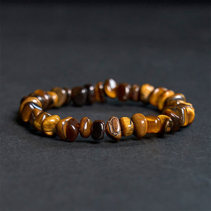 Buddhist Blessing Tiger Eye Irregular Blocks Courage Bracelet