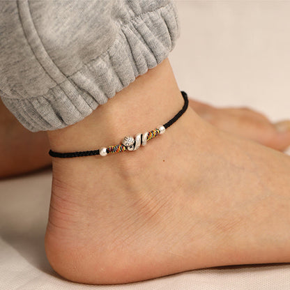 Buddhist Blessing Red String 999 Sterling Silver Year Of The Snake Anklet