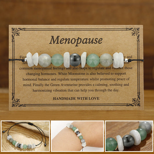 Buddhist Blessing Menopause Labradorite Green Aventurine White Moonstone Healing Bracelet