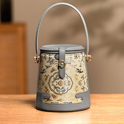 Buddhist Blessing Deer Crane Bamboo Flower Song Brocade Xiangyunsha Silk Crossbody Bag Hangbags