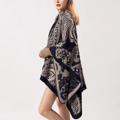 Buddhist Blessing Tibetan Cashew Flower Shawl Fall Winter Cozy Scarf Wrap