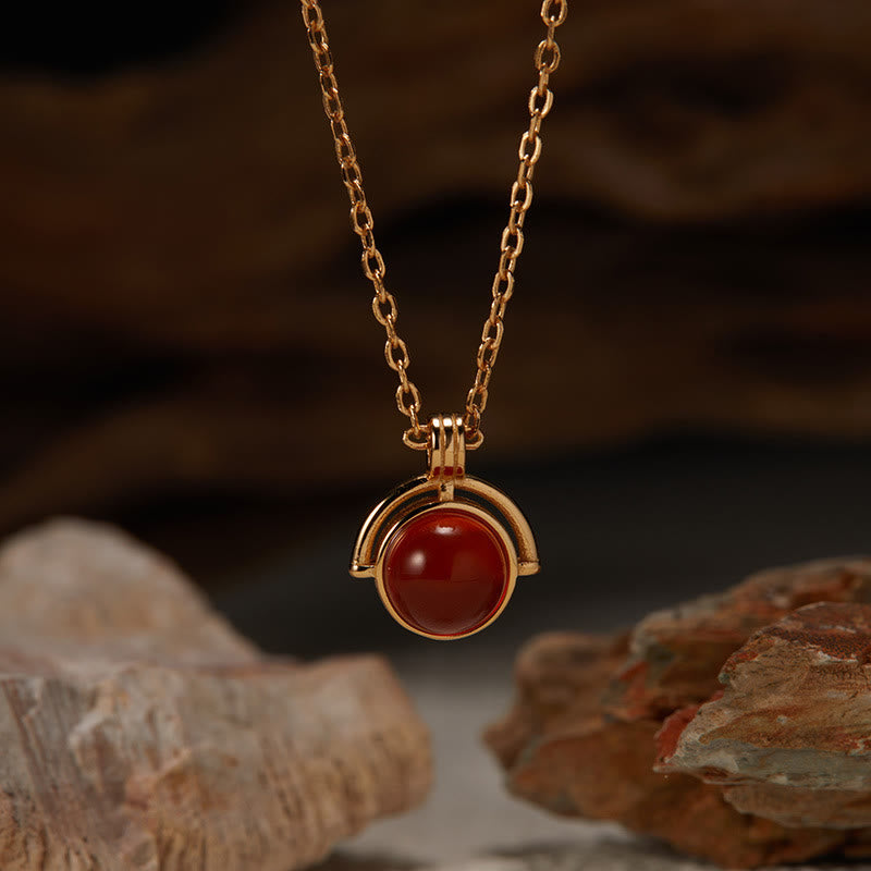 Buddhist Blessing Red Agate Tiger Eye Aquamarine Moonstone 925 Sterling Silver Confidence Necklace Pendant