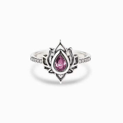 Buddhist Blessing 925 Sterling Silver Lotus Zircon Blessing Protection Ring