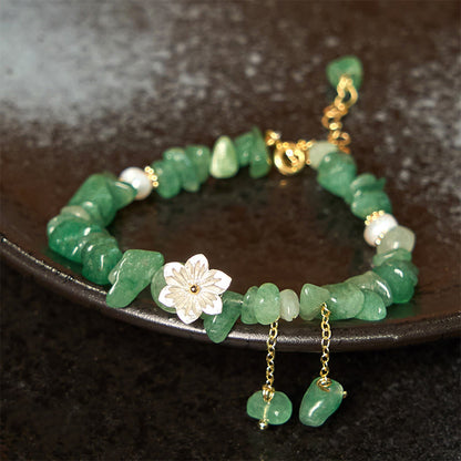 Buddhist Blessing Natural Strawberry Quartz Green Strawberry Quartz Super Seven Crystal Flower Healing Bracelet