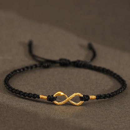 Buddhist Blessing 999 Gold Year of the Snake Eternal Endless Knot Infinity Handmade Luck Bracelet