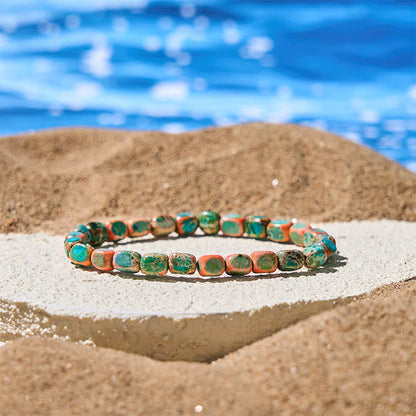 Buddhist Blessing Natural Colorful Emperor Stone Oval Square Beads Anti-stress Bracelet