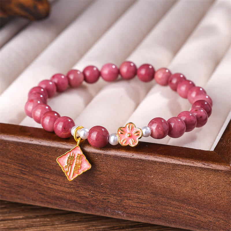 Buddhist Blessing Rhodonite Peach Blossom Loving Energy Bracelet