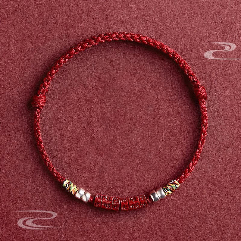 Buddhist Blessing 925 Sterling Silver Om Mani Padme Hum Cinnabar Blessing Child Adult Bracelet