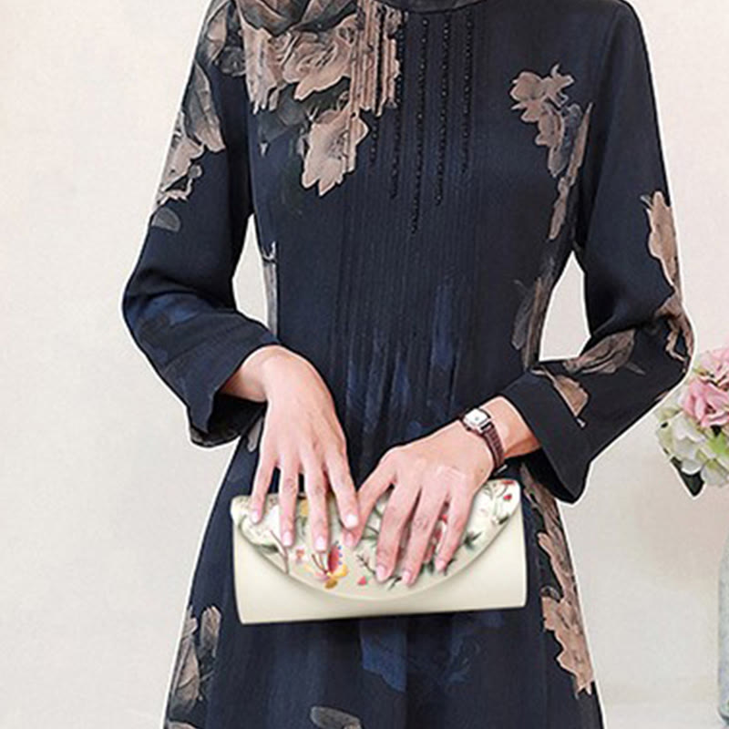 Buddhist Blessing Peony Tulip Su Embroidery Wedding Shopping Purse Handbag Crossbody Bag