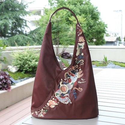 Buddhist Blessing Fish Flower Phoenix Embroidery Xiangyunsha Silk Shoulder Bag