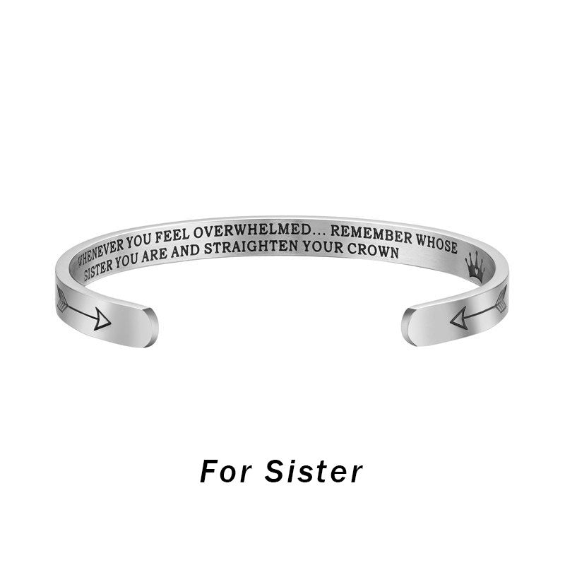 Buddhist Blessing Inspirational Bracelets Personalized Gift for Her Him Engraved Mantra Cuff Bangle Crown Jewelry