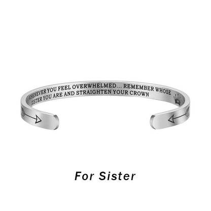 Buddhist Blessing Inspirational Bracelets Personalized Gift for Her Him Engraved Mantra Cuff Bangle Crown Jewelry