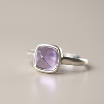 Buddhist Blessing Natural 925 Sterling Silver Amethyst Adjustable Balance Ring