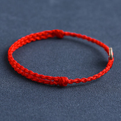Buddhist Blessing 925 Sterling Silver Five Emperor Coins Red String Protection Luck Braided Bracelet Anklet