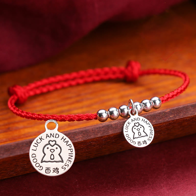 Buddhist Blessing Chinese Zodiac Kid Red String 999 Sterling Silver Protection Bracelet