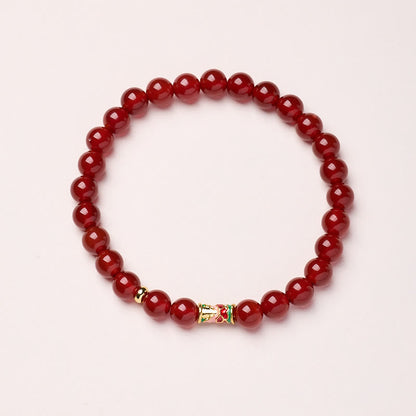 Buddhist Blessing Natural Red Agate Lucky Koi Fish Confidence Bracelet