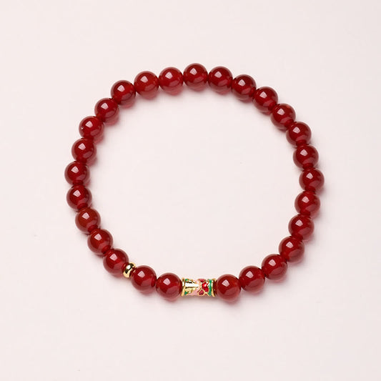 Buddhist Blessing Natural Red Agate Lucky Koi Fish Confidence Bracelet