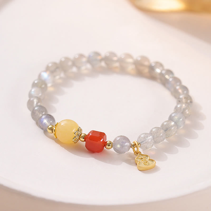 Buddhist Blessing Natural Moonstone Lotus Love Charming Bracelet