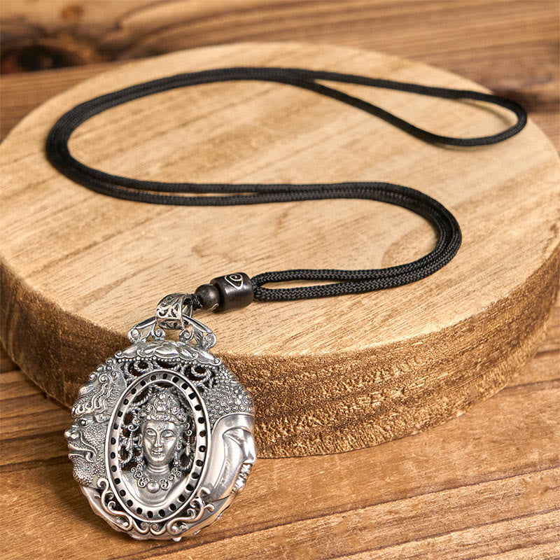Buddhist Blessing Copper Buddha Devil Pattern Serenity Pendant Necklace
