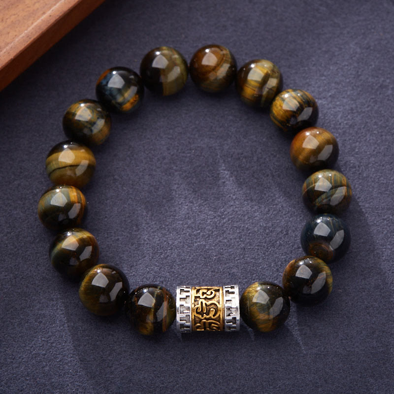 Buddhist Blessing Tiger Eye Six True Words Courage Bracelet