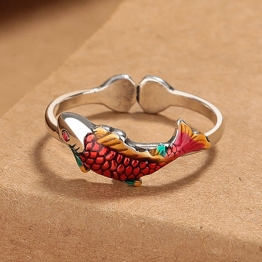 Buddhist Blessing Luck Koi Fish Wealth Prosperity Ring
