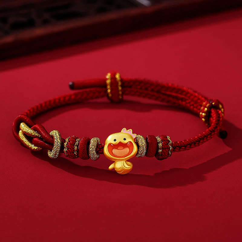 Buddhist Blessing Red String 925 Sterling Silver Year of the Snake Cute Crown Snake Strength Bracelet