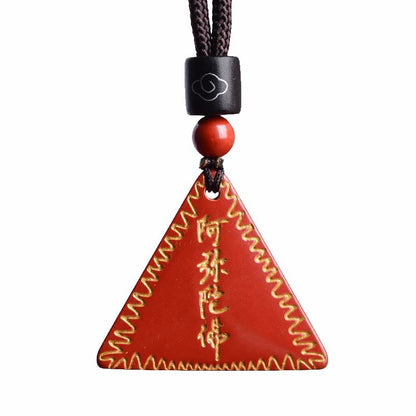Buddhist Blessing Cinnabar Amitabha Calm Necklace Pendant