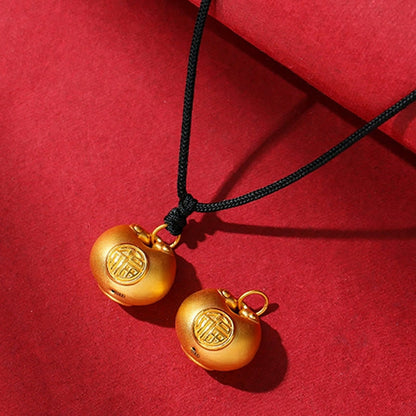 Buddhist Blessing 999 Gold Fu Character Wish Lock Pattern Luck Rope Necklace Pendant