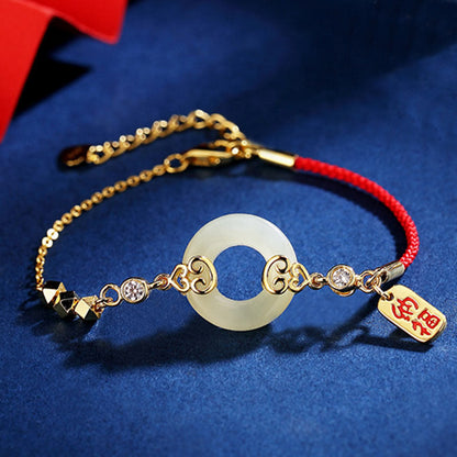 Buddhist Blessing 925 Sterling Silver Natural Hetian Jade Gourd Peace Buckle Zircon Luck Bracelet Necklace Pendant Earrings