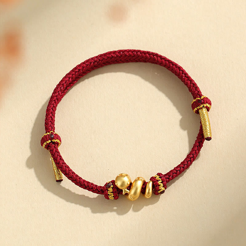 Buddhist Blessing Handmade 999 Sterling Silver Golden Year Of Snake Red String Protection Braided Bracelet