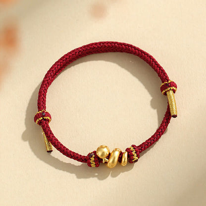 Buddhist Blessing Handmade 999 Sterling Silver Golden Year Of Snake Red String Protection Braided Bracelet