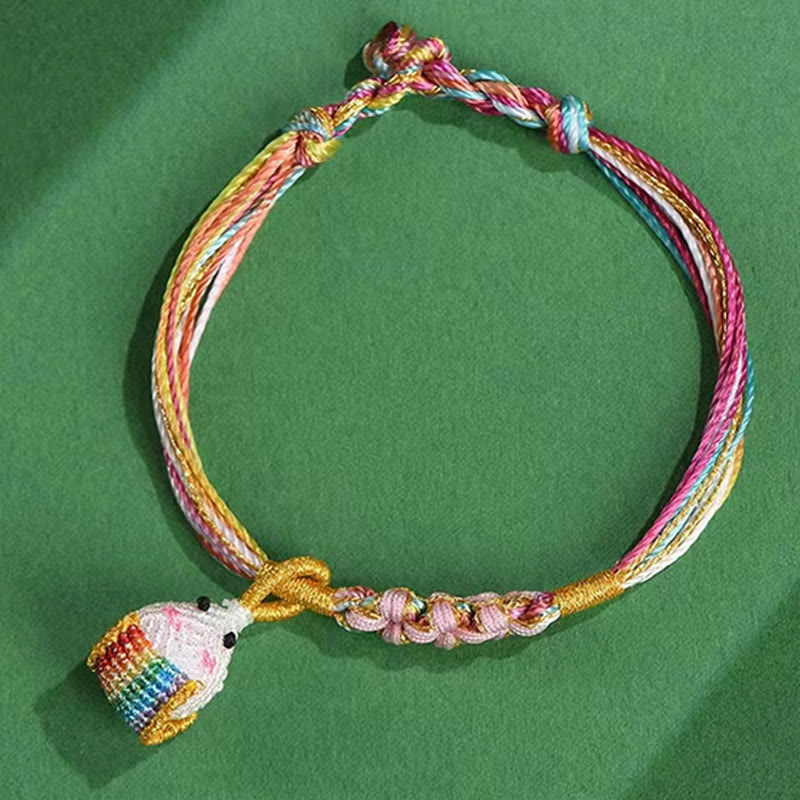 Buddhist Blessing Colorful Rope Peach Blossom Knot Zongzi Braided Bracelet