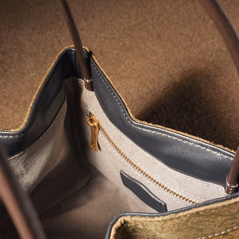 Buddhist Blessing Plum Flower Bamboo Branches Embroidery Tassel Xiangyunsha Silk Shoulder Bag Hangbags