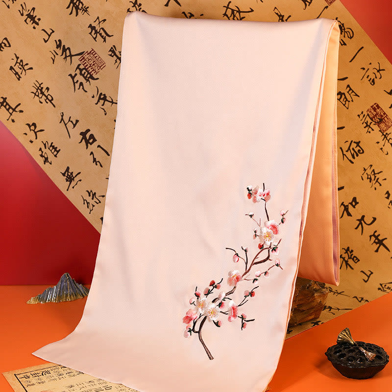 Buddhist Blessing Polyester Shawl Yulan Butterfly Bamboo Magpie Suzhou Embroidery Winter Cozy Travel Scarf Wrap
