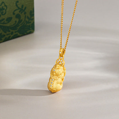 Buddhist Blessing 925 Sterling Silver Mini PiXiu Dorje Vajra Wealth Necklace Pendant