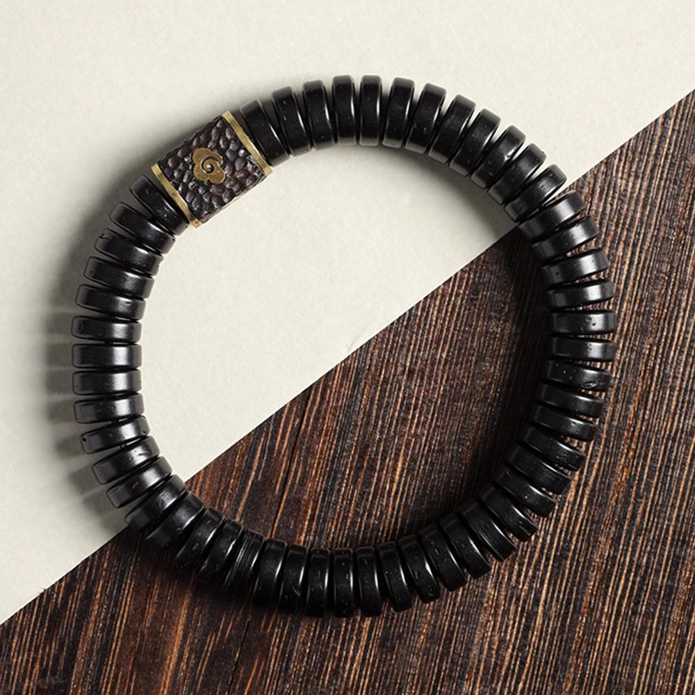 Buddhist Blessing Tibetan Coconut Shell Auspicious Clouds Positive Bracelet
