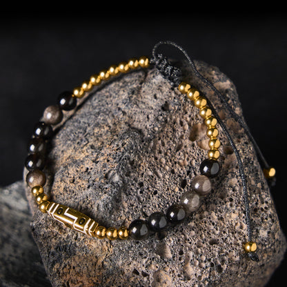 Buddhist Blessing Cute Bone Pattern Tiger Eye Courage Beads Bracelet