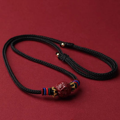 Buddhist Blessing Cinnabar Chinese Zodiac Black String Blessing Necklace Pendants