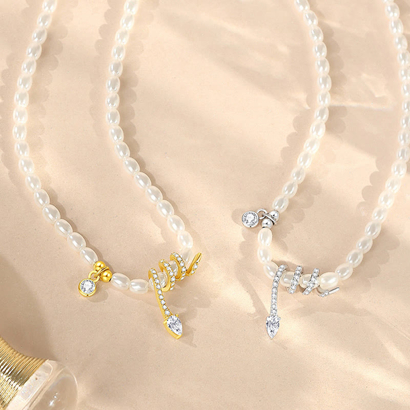 Buddhist Blessing 925 Sterling Silver Year Of The Snake Pearl Bracelet Necklace Pendant