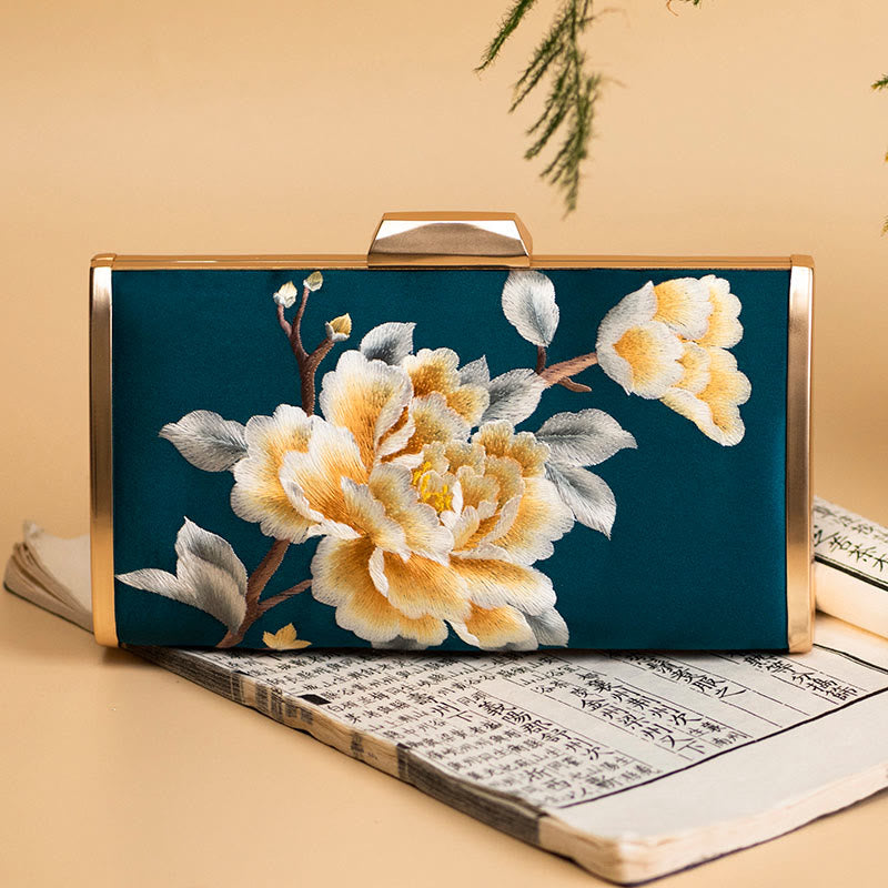 Buddhist Blessing Carnation Peony Begonia Su Embroidery Wedding Shopping Purse Handbag Crossbody Bag