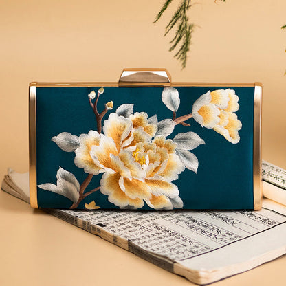 Buddhist Blessing Carnation Peony Begonia Su Embroidery Wedding Shopping Purse Handbag Crossbody Bag