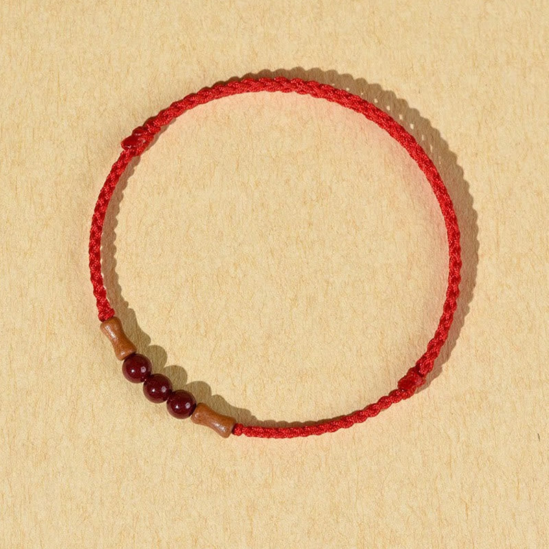 Buddhist Blessing Cinnabar Beads Peach Wood Blessing String Bracelet